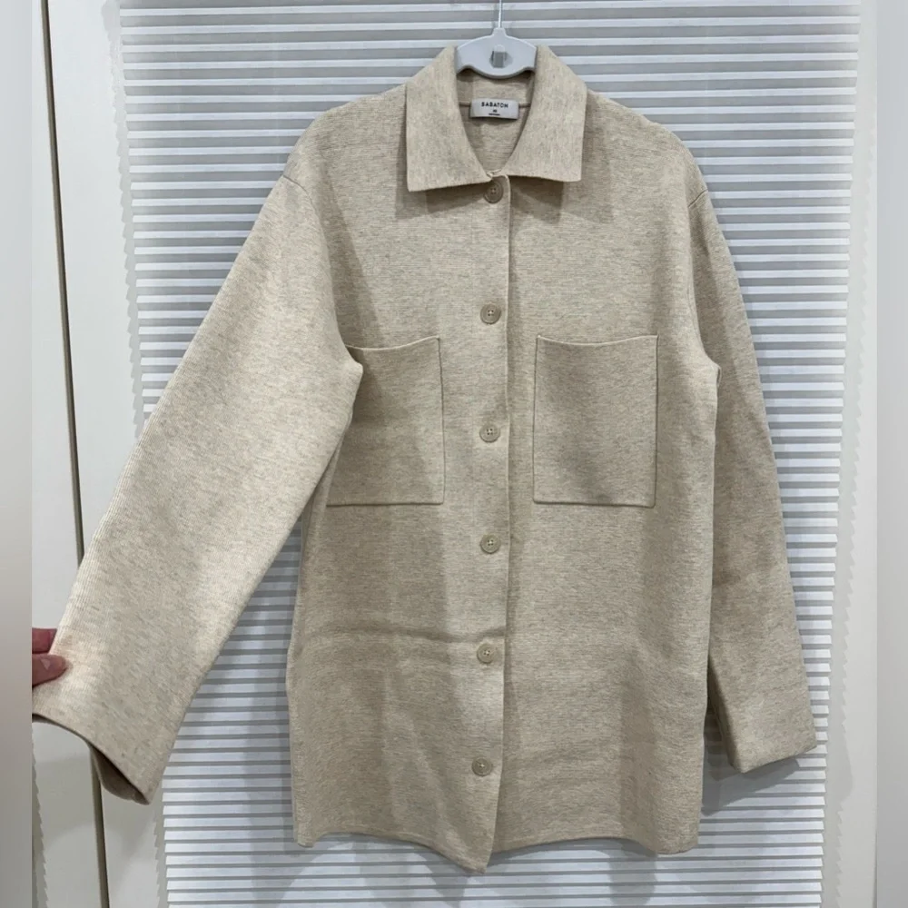 Aritzia The Group by Babaton Society Shirt Jacket Heather Oatmeal XS